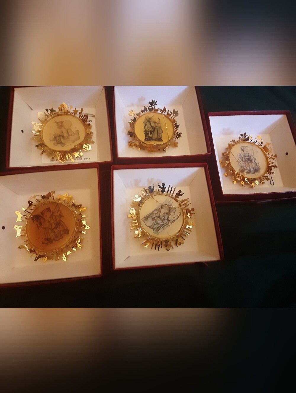 The Hummel Gold Christmas Ornament Collection Lot Of 5